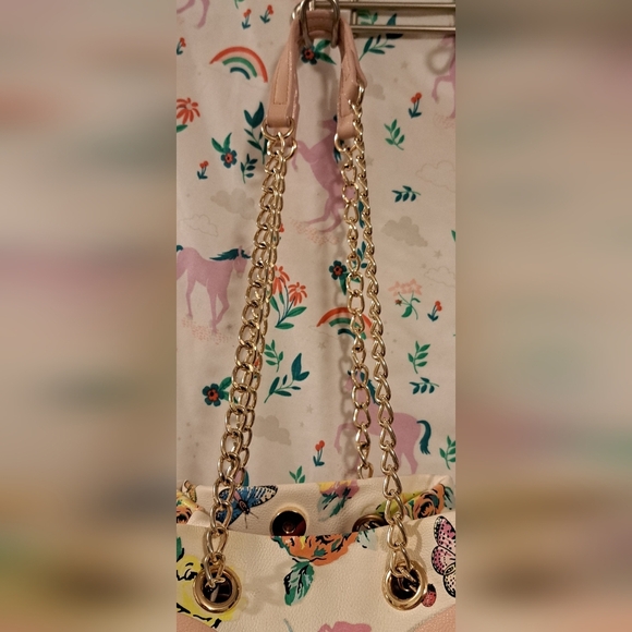 Y2K Betsey Johnson Hopelessly Romantic Vegan Floral Bee Butterfly Bucket Purse - Picture 7 of 10